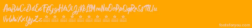 Fonte HamstersPersonalUse – fontes rosa em um fundo laranja