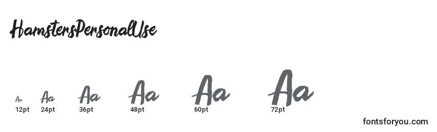 HamstersPersonalUse Font Sizes