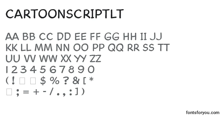 Czcionka CartoonScriptLt – alfabet, cyfry, specjalne znaki