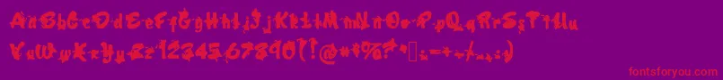 フォントDeadjohn – 紫の背景に赤い文字