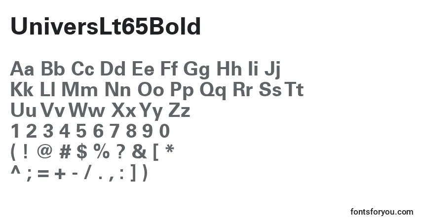 Czcionka UniversLt65Bold – alfabet, cyfry, specjalne znaki