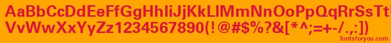 フォントUniversLt65Bold – オレンジの背景に赤い文字