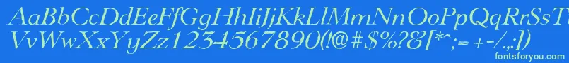 LingwoodantiqueItalic Font – Green Fonts on Blue Background