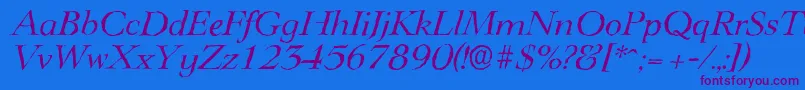 LingwoodantiqueItalic Font – Purple Fonts on Blue Background