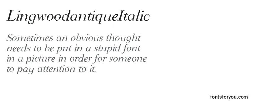 Review of the LingwoodantiqueItalic Font