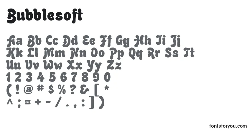 Czcionka Bubblesoft – alfabet, cyfry, specjalne znaki