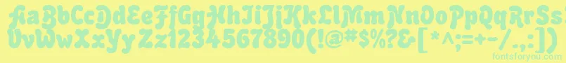 Bubblesoft-Schriftart – Grüne Schriften auf gelbem Hintergrund