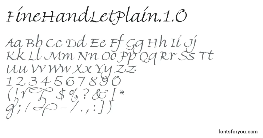 Schriftart FineHandLetPlain.1.0 – Alphabet, Zahlen, spezielle Symbole