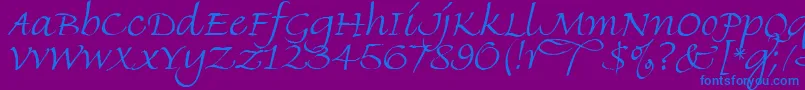 FineHandLetPlain.1.0-Schriftart – Blaue Schriften auf violettem Hintergrund