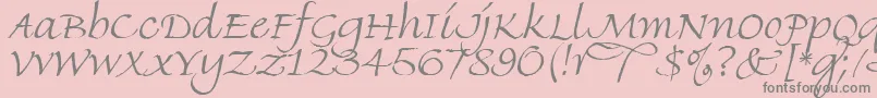 FineHandLetPlain.1.0 Font – Gray Fonts on Pink Background