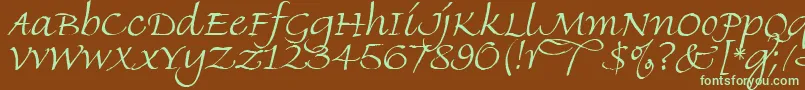 FineHandLetPlain.1.0 Font – Green Fonts on Brown Background