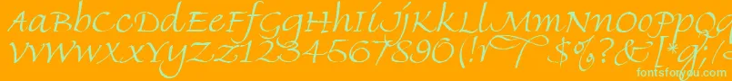 FineHandLetPlain.1.0-Schriftart – Grüne Schriften auf orangefarbenem Hintergrund