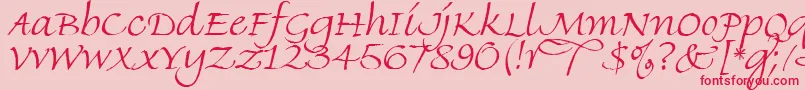 FineHandLetPlain.1.0-Schriftart – Rote Schriften auf rosa Hintergrund