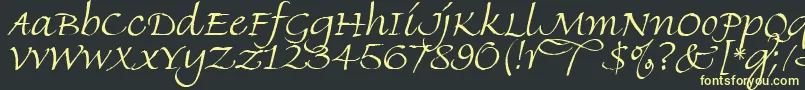 FineHandLetPlain.1.0 Font – Yellow Fonts on Black Background