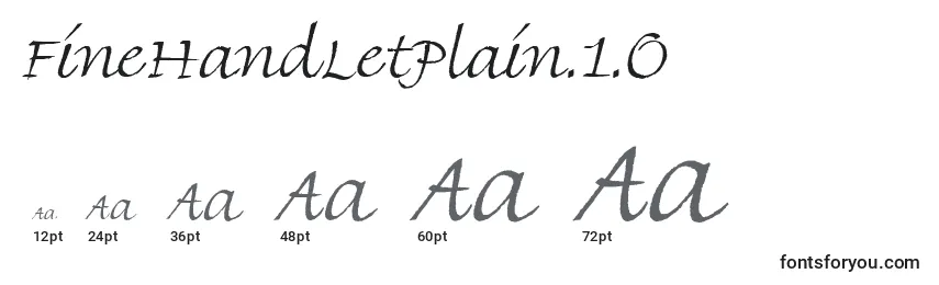 Размеры шрифта FineHandLetPlain.1.0