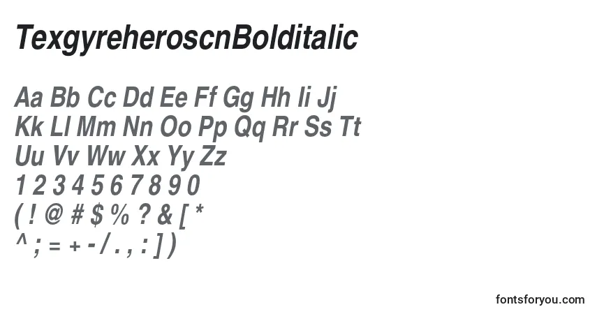 Шрифт TexgyreheroscnBolditalic – алфавит, цифры, специальные символы