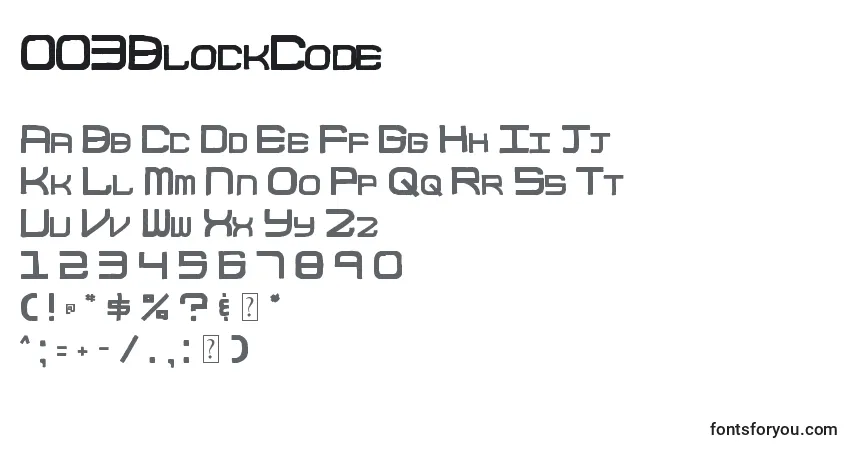 Schriftart 003BlockCode – Alphabet, Zahlen, spezielle Symbole