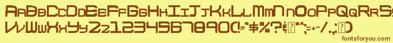 フォント003BlockCode – 茶色の文字が黄色の背景にあります。
