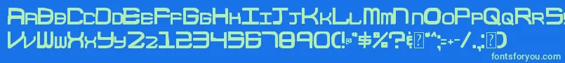 003BlockCode-fontti – vihreät fontit sinisellä taustalla