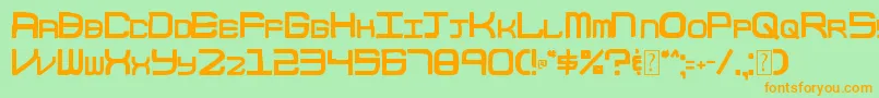 フォント003BlockCode – オレンジの文字が緑の背景にあります。