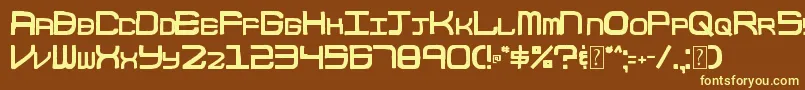003BlockCode-fontti – keltaiset fontit ruskealla taustalla