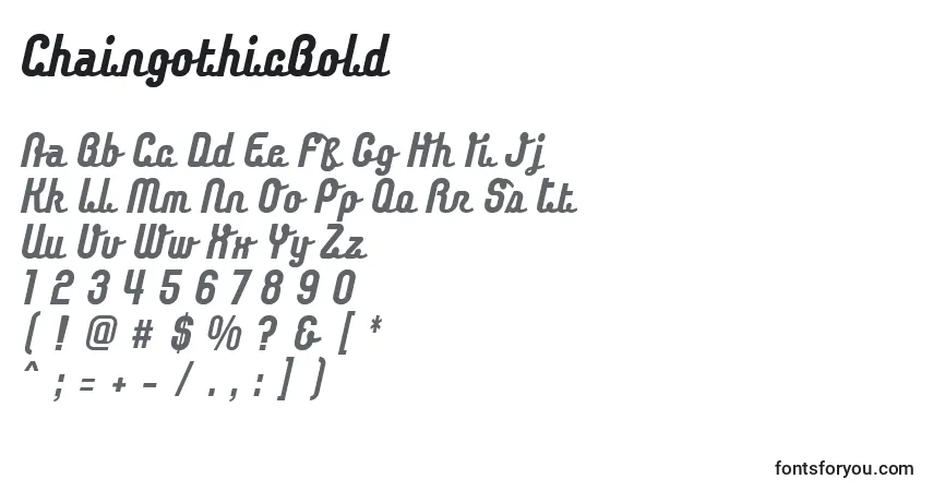 A fonte ChaingothicBold – alfabeto, números, caracteres especiais