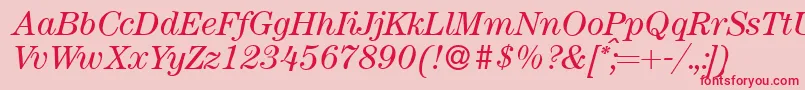 Fonte ModerncenturyItalic – fontes vermelhas em um fundo rosa