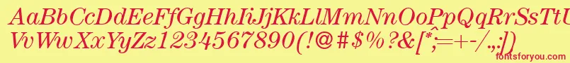 ModerncenturyItalic Font – Red Fonts on Yellow Background