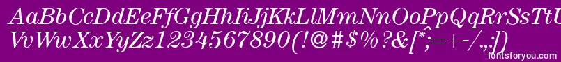 ModerncenturyItalic-fontti – valkoiset fontit violetilla taustalla