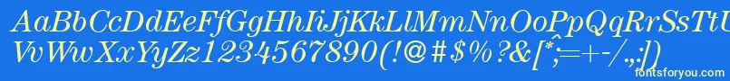 ModerncenturyItalic Font – Yellow Fonts on Blue Background
