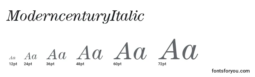Размеры шрифта ModerncenturyItalic
