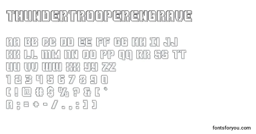 Schriftart Thundertrooperengrave – Alphabet, Zahlen, spezielle Symbole