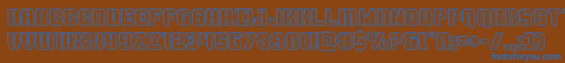 フォントThundertrooperengrave – 茶色の背景に青い文字