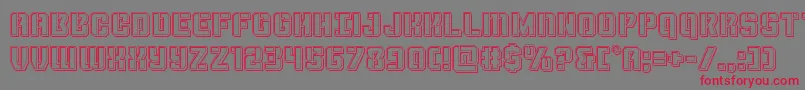 Thundertrooperengrave-Schriftart – Rote Schriften auf grauem Hintergrund