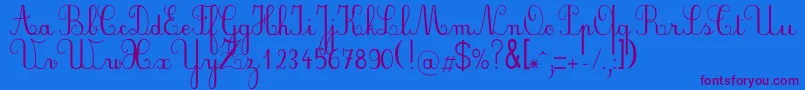 Plumbde-Schriftart – Violette Schriften auf blauem Hintergrund