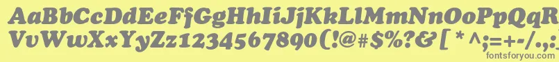 フォントOsvaldblackcItalic – 黄色の背景に灰色の文字