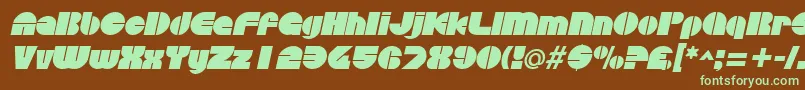 フォントDiscothequeItalic – 緑色の文字が茶色の背景にあります。