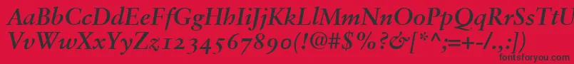 SabonBoldItalicOldstyleFigures Font – Black Fonts on Red Background