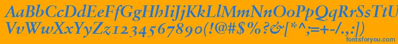 SabonBoldItalicOldstyleFigures Font – Blue Fonts on Orange Background