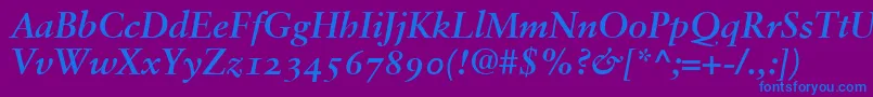 SabonBoldItalicOldstyleFigures Font – Blue Fonts on Purple Background