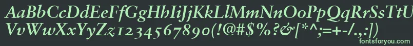 フォントSabonBoldItalicOldstyleFigures – 黒い背景に緑の文字