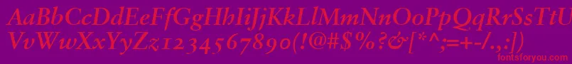 SabonBoldItalicOldstyleFigures Font – Red Fonts on Purple Background