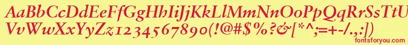 SabonBoldItalicOldstyleFigures Font – Red Fonts on Yellow Background