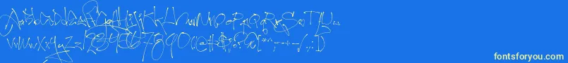 フォントFirstlyrics – 黄色の文字、青い背景