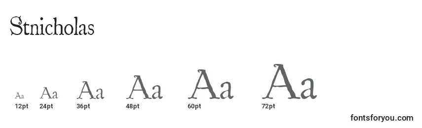 Размеры шрифта Stnicholas