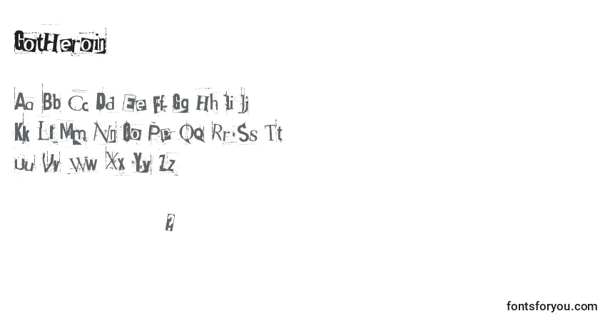 Schriftart GotHeroin – Alphabet, Zahlen, spezielle Symbole