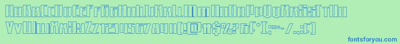 フォントQuantummaliceout – 青い文字は緑の背景です。