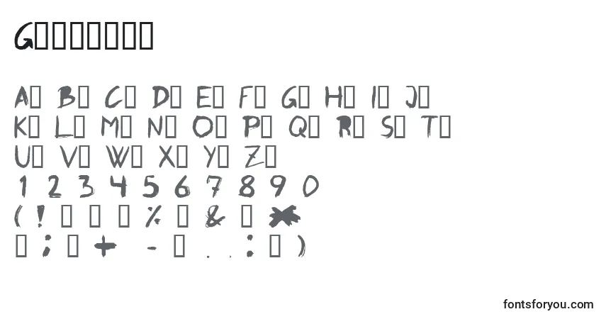Czcionka Graffito – alfabet, cyfry, specjalne znaki