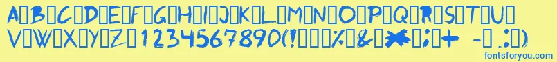 Graffito Font – Blue Fonts on Yellow Background