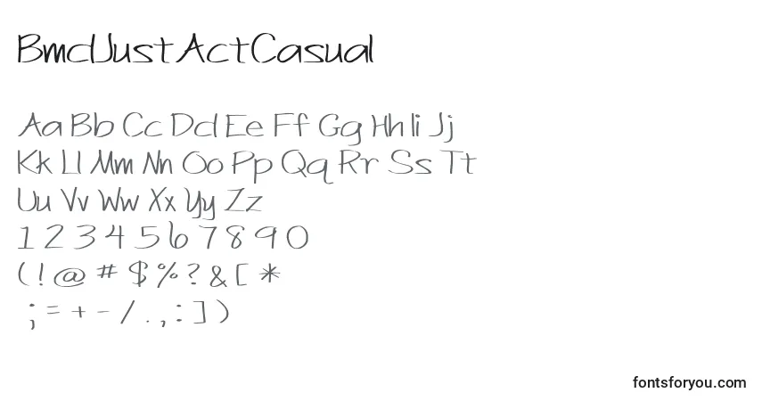 Fuente BmdJustActCasual - alfabeto, números, caracteres especiales